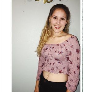 Pac Sun babydoll purple floral blouse